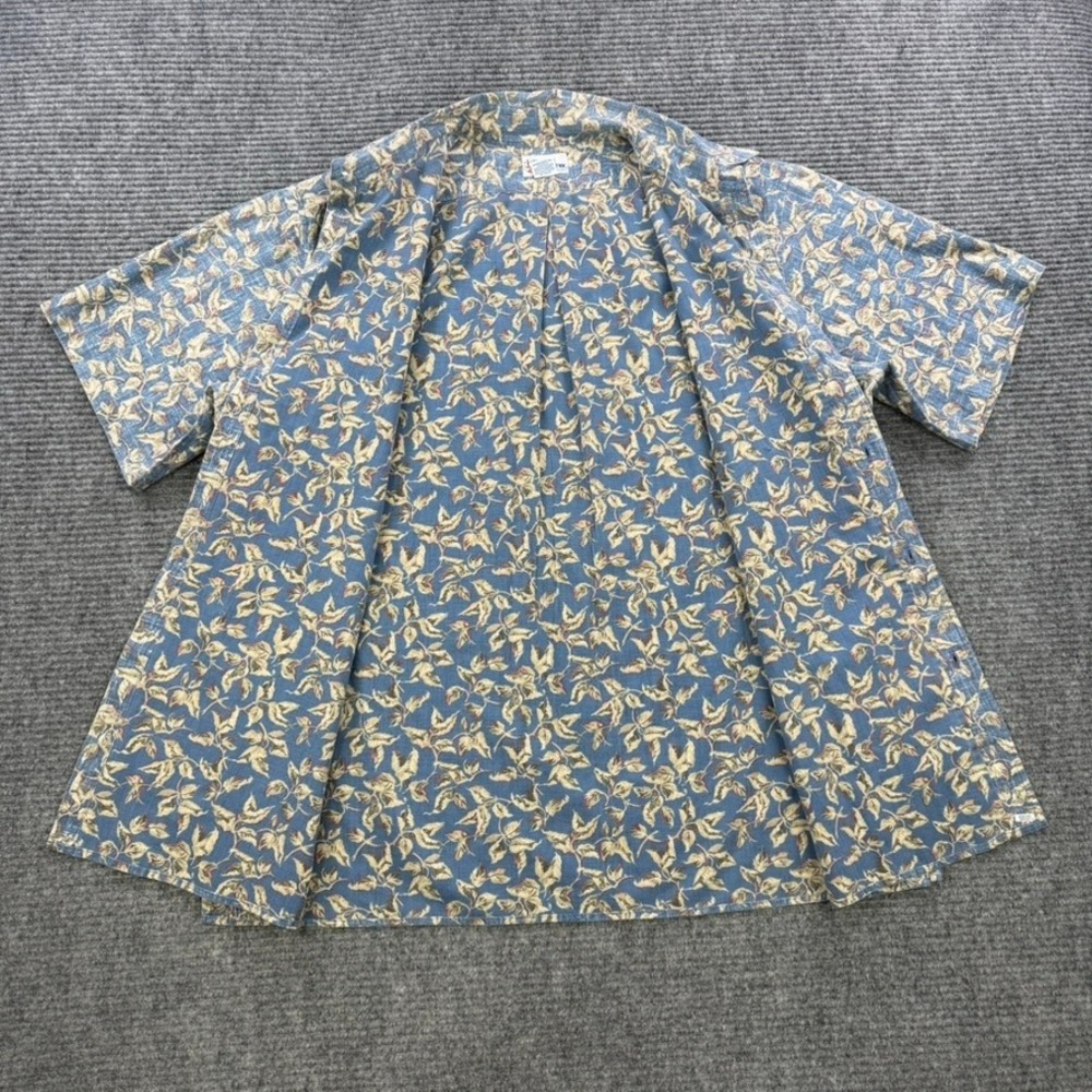 Reyn Spooner Mens XL Blue Leaf Print Hawaiian Traditionals Button Up Shirt - Picture 4 of 11